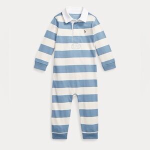 Ralph Lauren Blue & Cream Striped Polo One-Piece